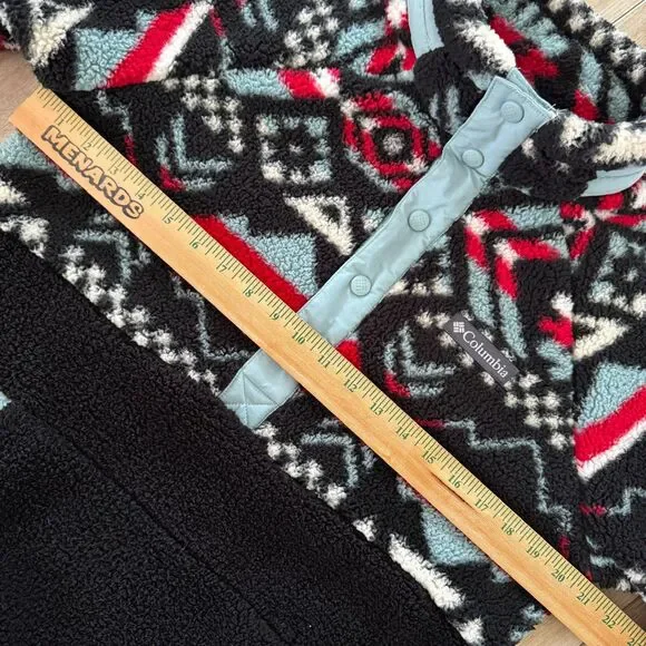 Columbia S Big Timber Peak Half Snap Cozy Cabincore Sherpa Fleece Black Red Blue - Picture 11 of 14